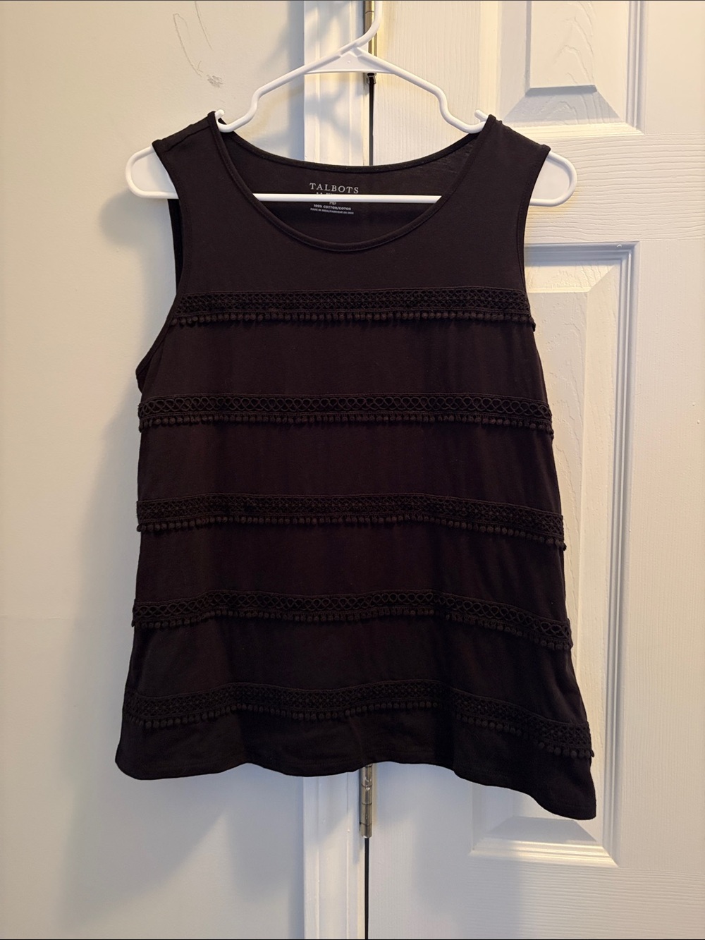 Talbots Black Crochet-Trim Sleeveless Tank